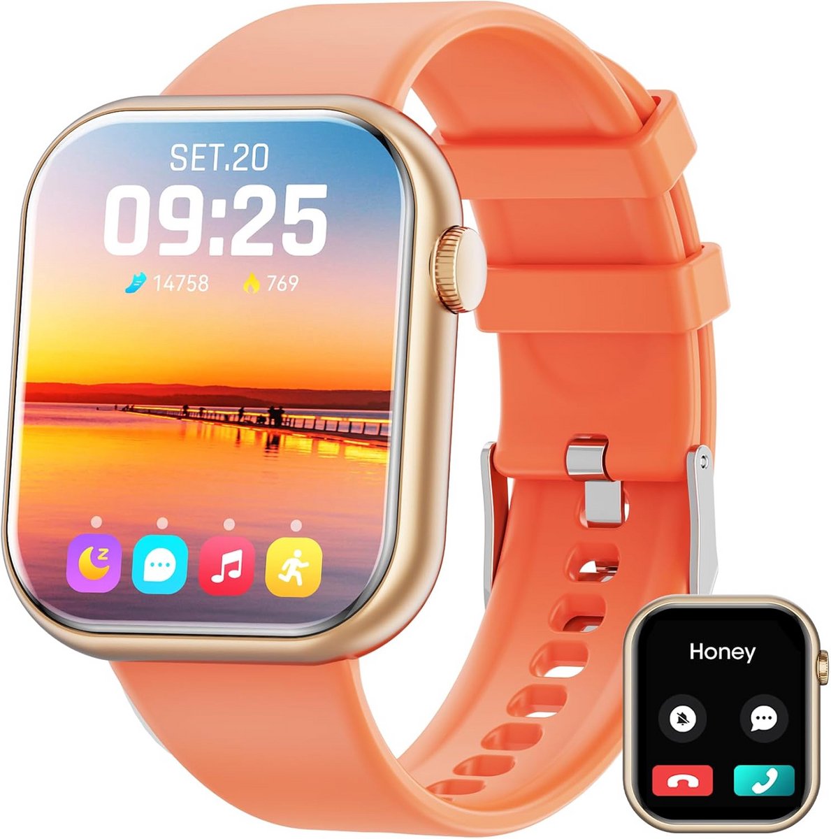 Smartwatch met Bellen, Hartslag & SpO2 Meting voor Dames en Heren
