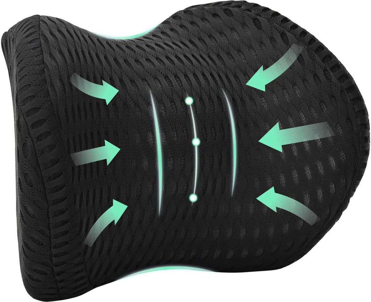 vidaXL - Hals - Kussen - Éénkleurig - Zwart - 30,5 - x - 21,5 - x - 13 - cm - Traagschuim