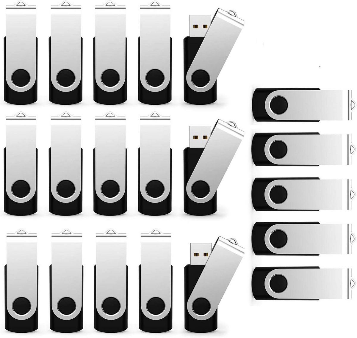 20 Stuks USB Sticks 8GB USB 2.0 Geheugensticks Bulk Pakket Zwart