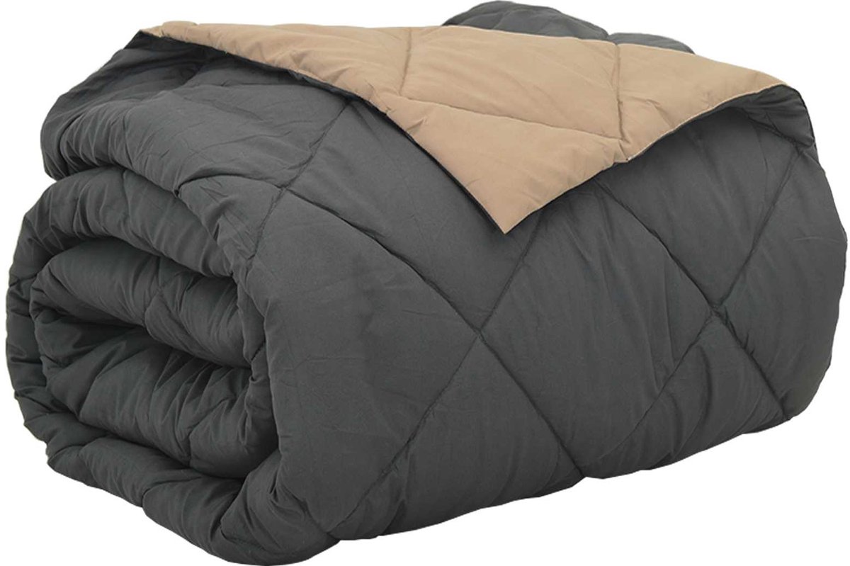 vidaXL - Volledig - Jaar - Dekbed - Antraciet - en - Taupe - 200 - x - 200 - cm - Microvezel