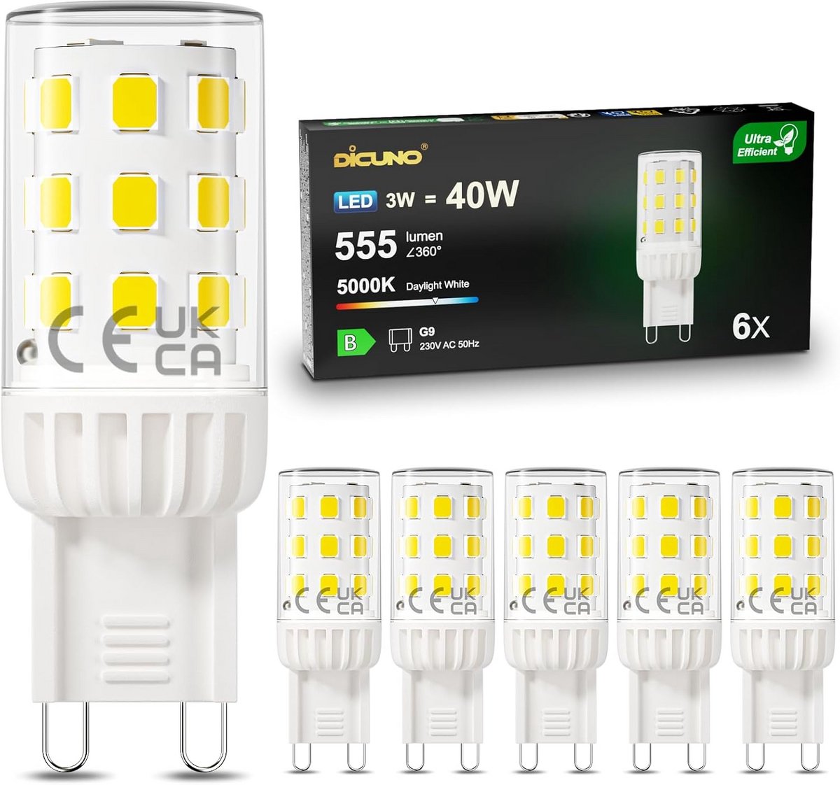 G9 LED Lamp 3W 5000K Koel Wit (Set van 6) - Vervangt 40W Halogeen, Hoge Lumen