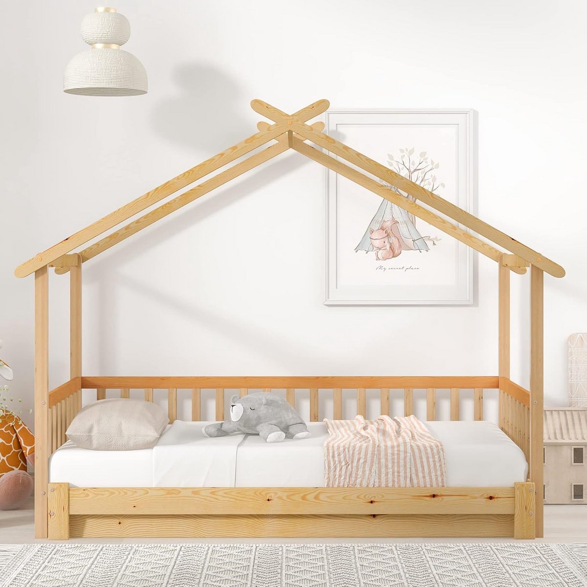 Kindebed Boomhut Uitschuifbaar Houten Dagbed Twee Personen