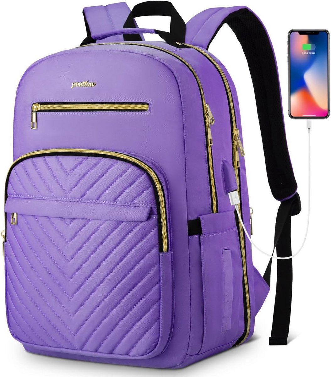Grote Dames Rugzak met Laptopvak en USB-Poort - Schooltas voor Meisjes en Tieners