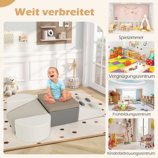 COSTWAY Schaamstof Bouwstenen Voor Kinderen, Zachte Bouwstenen Met Klimrotsen Om Te Klimmen En Kruipen Reuzenbouwstenen Van Schuim Grote Bouwstenen Klimblokken Voor Binnen 361624