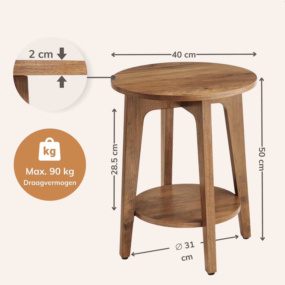 Set Nachtkastjes Mangohout Latjes - 40x30x60cm