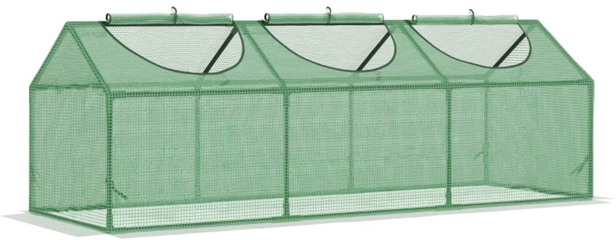 Mini Kas met Roldeuren en Ramen - Tunnelkas - Kweektunnel - Kweekkas - Kastunnel - Groentekas - Plantenhuis - Plantenteelt - Tomatenkas - voor Groenten, Bloemen, Planten - 180 x 60 x 60 cm - Groen