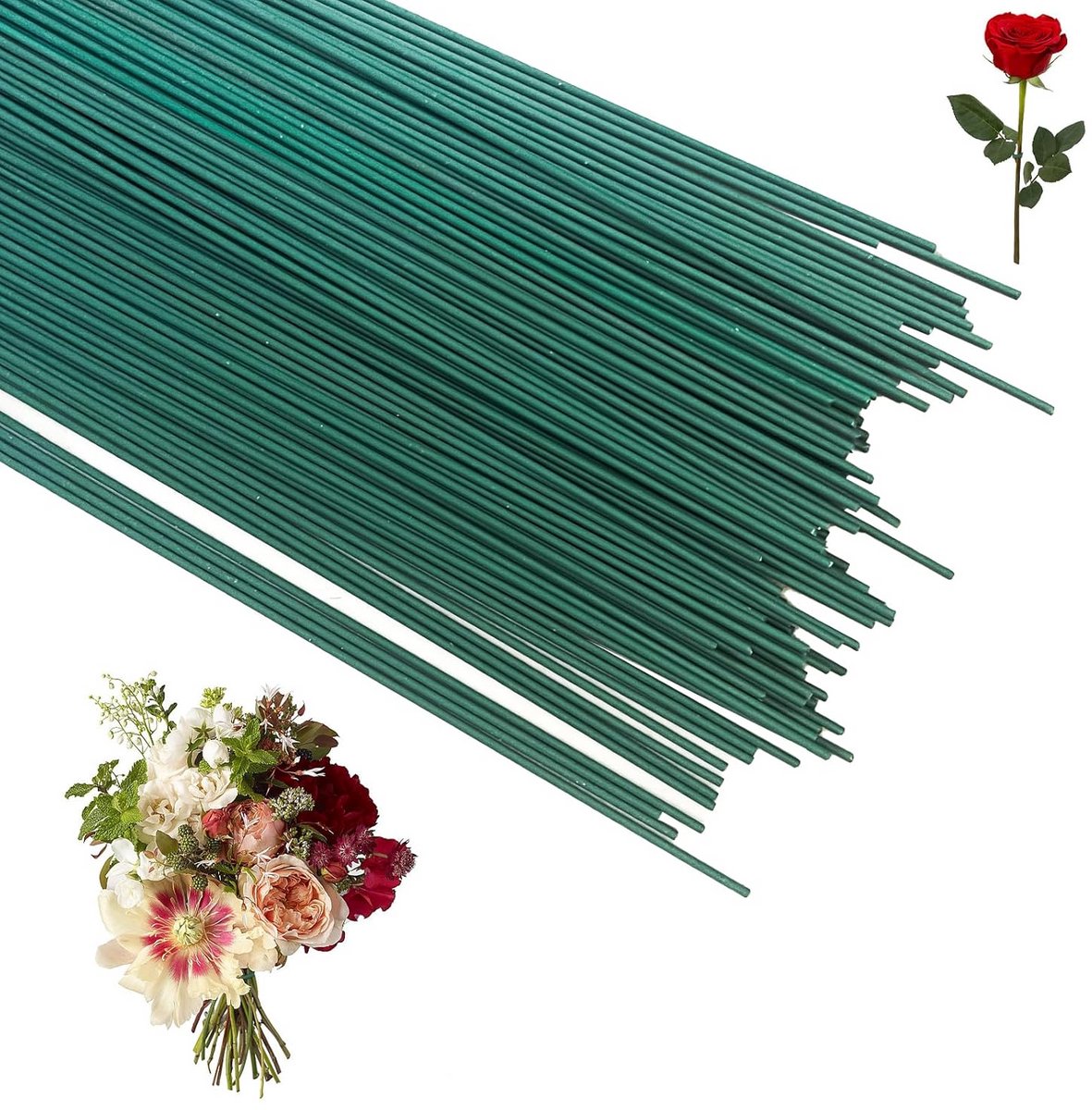 110x Groene Bloemendraad 30 cm - Stevige Bloemenstamdraad voor Knutselen en Boeketten