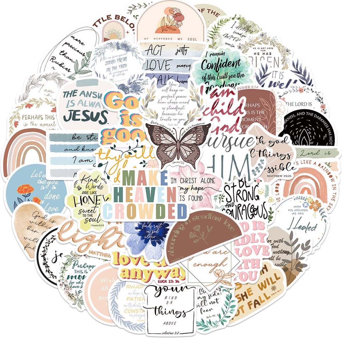 Scoby - Geloof Stickers - Faith Stickers - 50 Stickers Mix Pack - Laptopstickers - Geschikt voor Fiets, Step, Laptop, Skateboard, Koffer & Helm