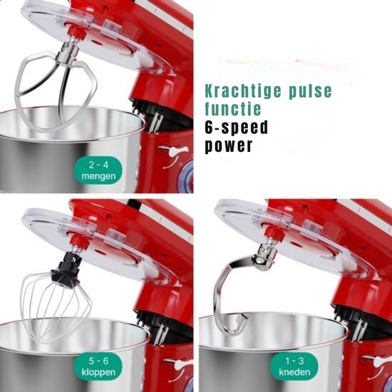 Florixa® Mixer met mengkom - Mixer - Mixer met mengkom keukenmachine - Rood - ‎39cm x 24cm x 32cm van Merkloos — afbeelding 5