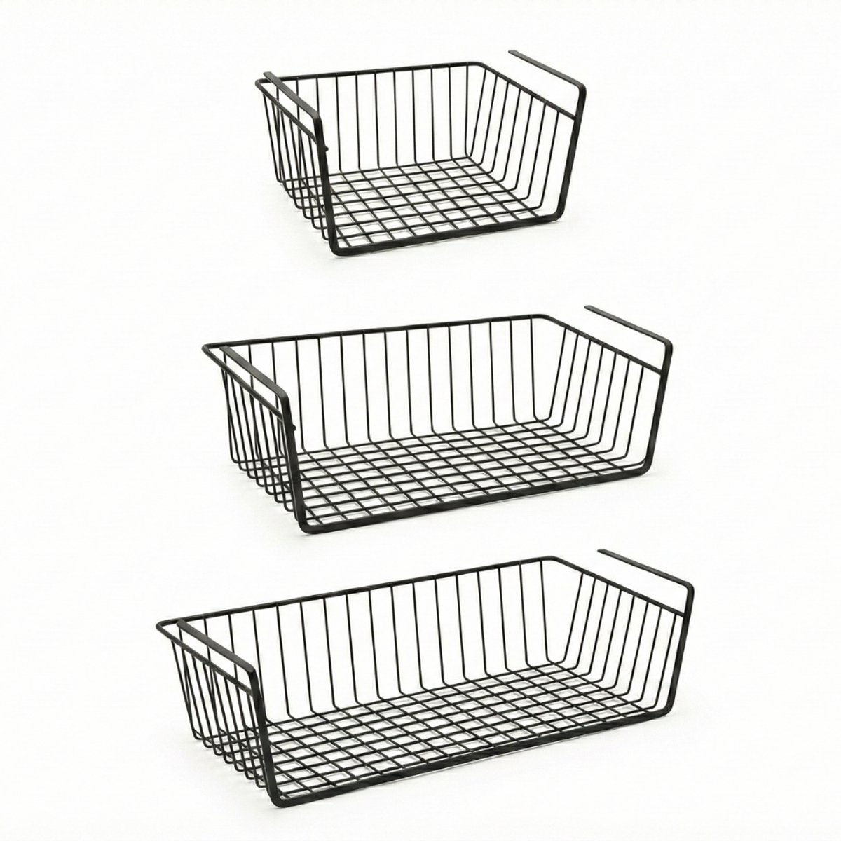 Metaltex - Set van 3 - Hangmand Babatex - Kasthangmand - 30-40-50 cm - Zwart - Organizer