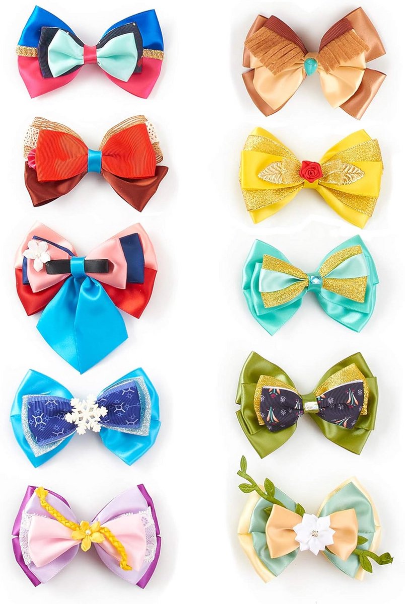 10 Stuks Haarstrikken Clips Geïnspireerd op Sprookjesfiguren voor Meisjes en Dames