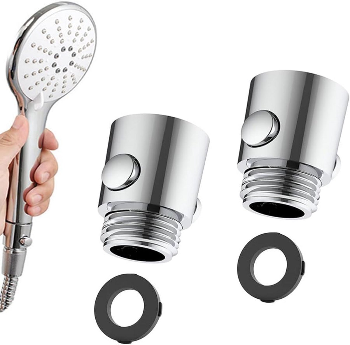 2x Douchekraan Afsluitventiel en Waterstop voor Handdouche - Waterbesparend en Universeel