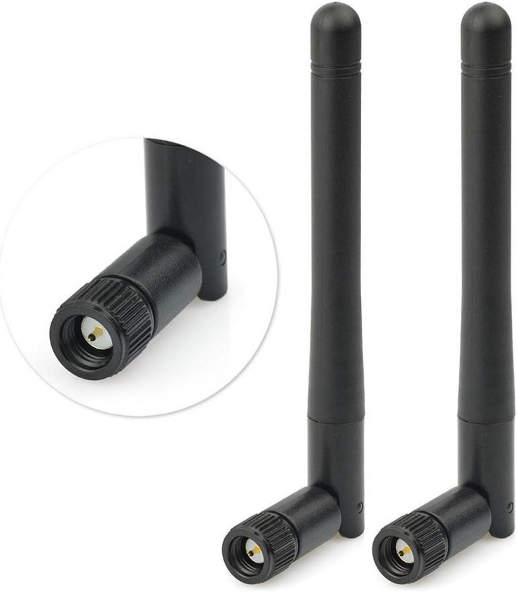 2 Stuks 2.4G Wifi Antenne met SMA Stekker | 3dBi Omni WLAN Antenne voor Router, PC & Bluetooth