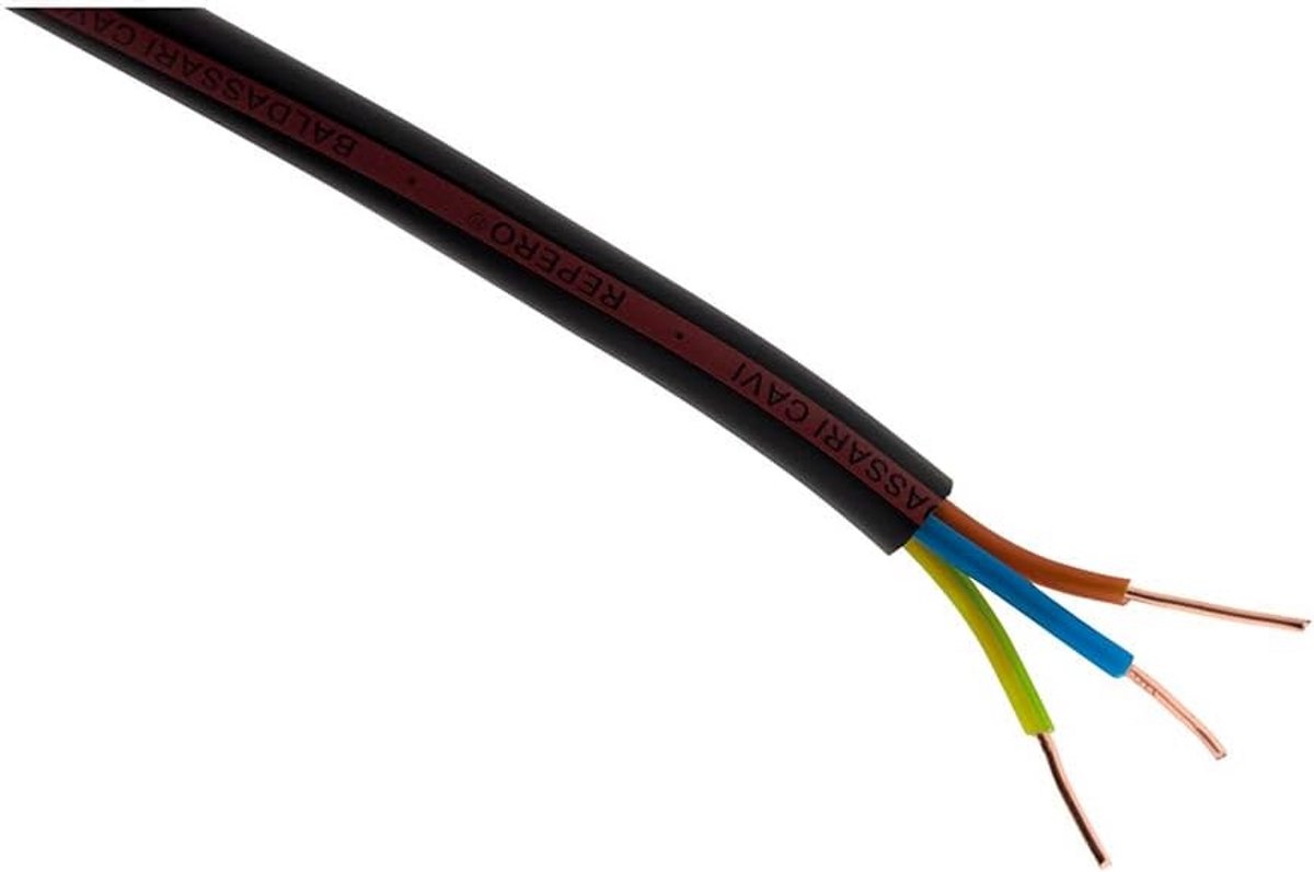 Zwarte Stroomkabel U1000R2V 3G1,5mm² - 100 Meter voor Vaste Installaties