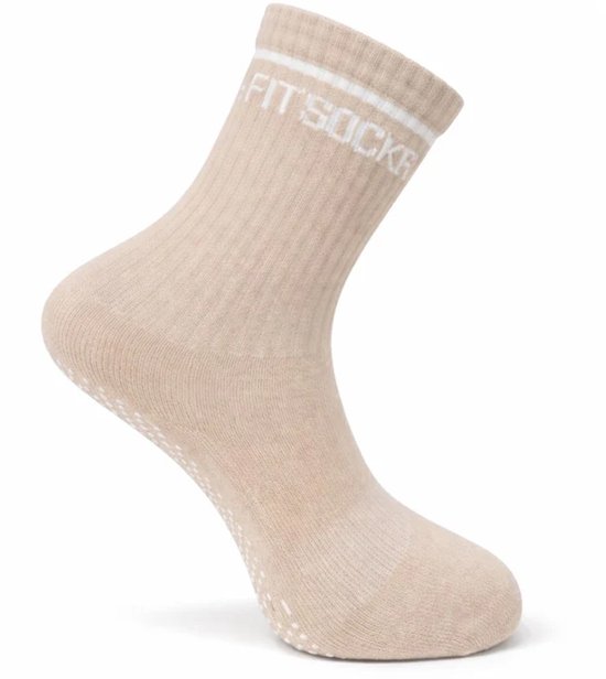 FitSockr Gripsokken Balance - Grip Sokken Pilates - Antislip Sokken Dames - Sportsokken met grip - Beige - maat 32/36 van Merkloos — afbeelding 2