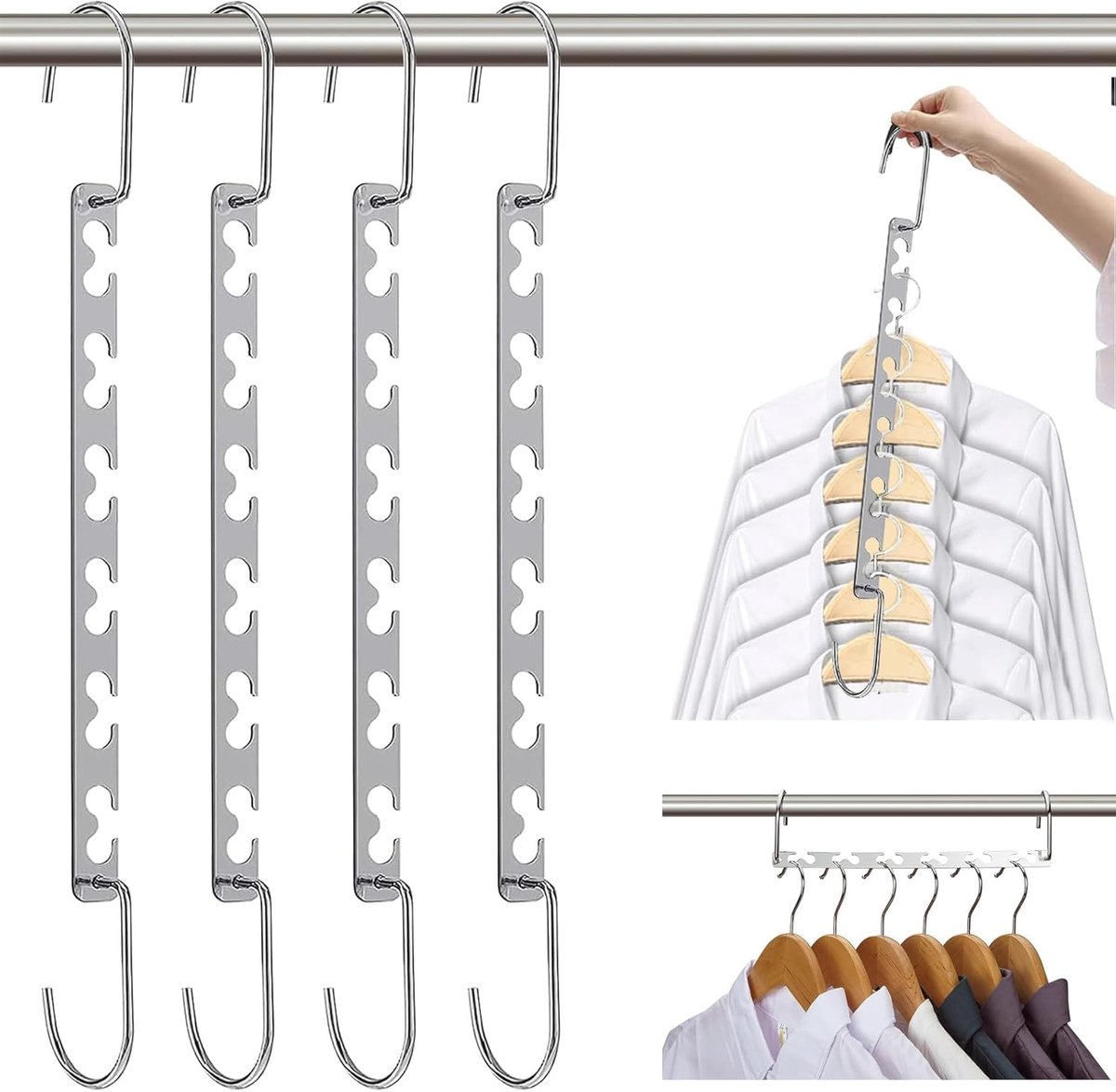 Famanu – Metalen magische kleerhanger, antislip en ruimtebesparend voor broeken en jurken