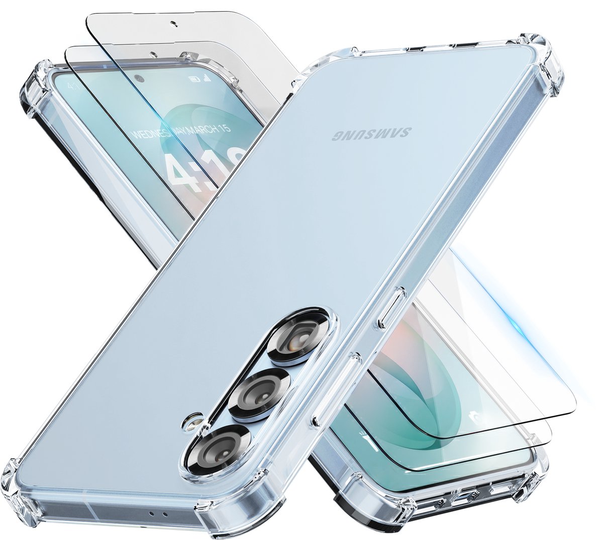 Hoesje geschikt voor Samsung Galaxy S26 Transparant - 2x screenprotector - beschermglas screen protector- Anti Shock case