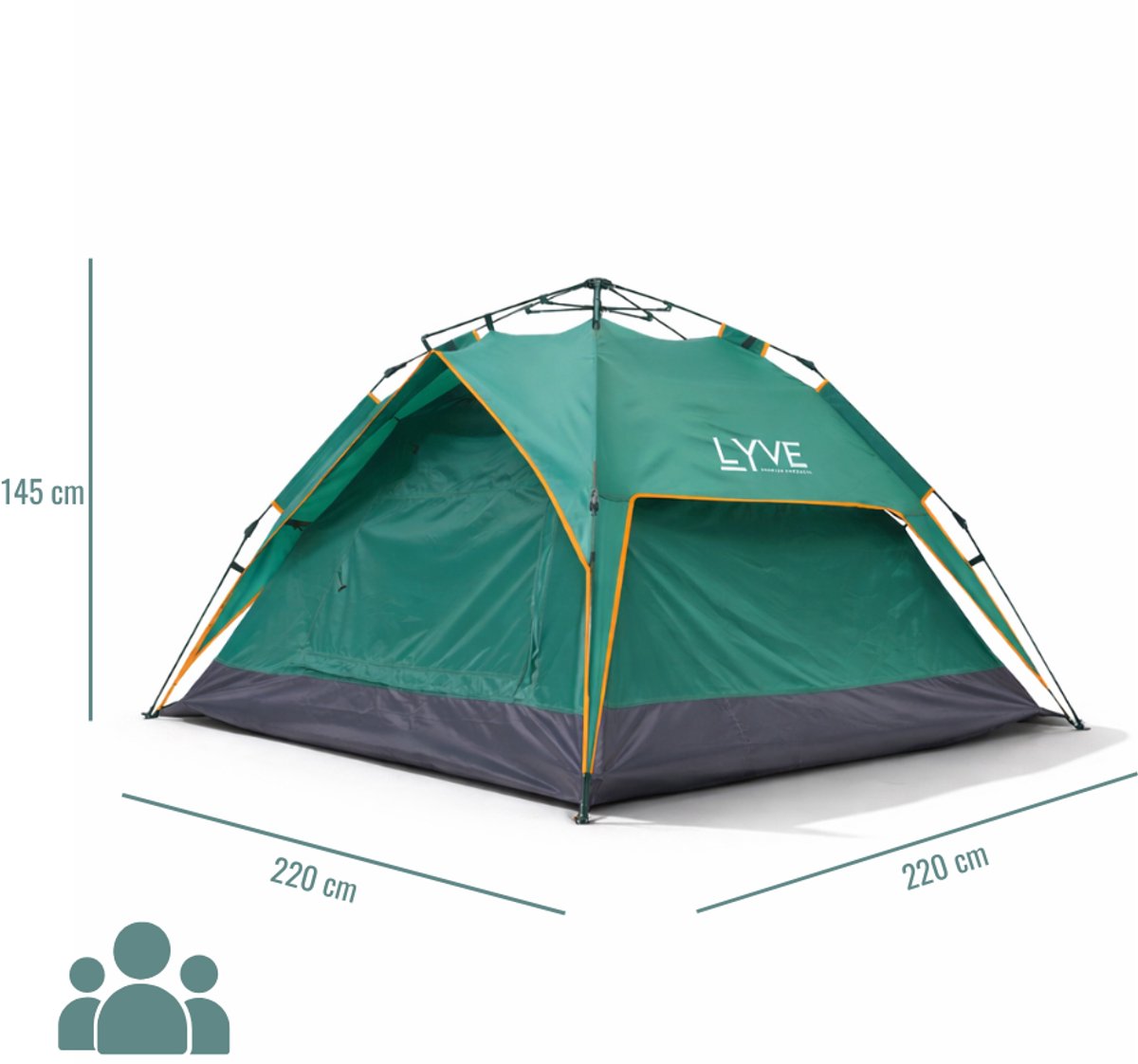 Lyve Pop-Up Tent - 3-Persoons XL - Verduisterend - 5000mm Waterdicht - 30s Opzetten & Afbreken - Groen – foto 6