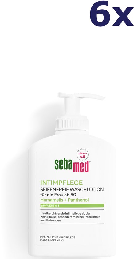 6x Sebamed Intiem verzorging zeepvrije waslotion met kamille en panthenol, pH 6,8. Voor de vrouw vanaf 50 jaar.