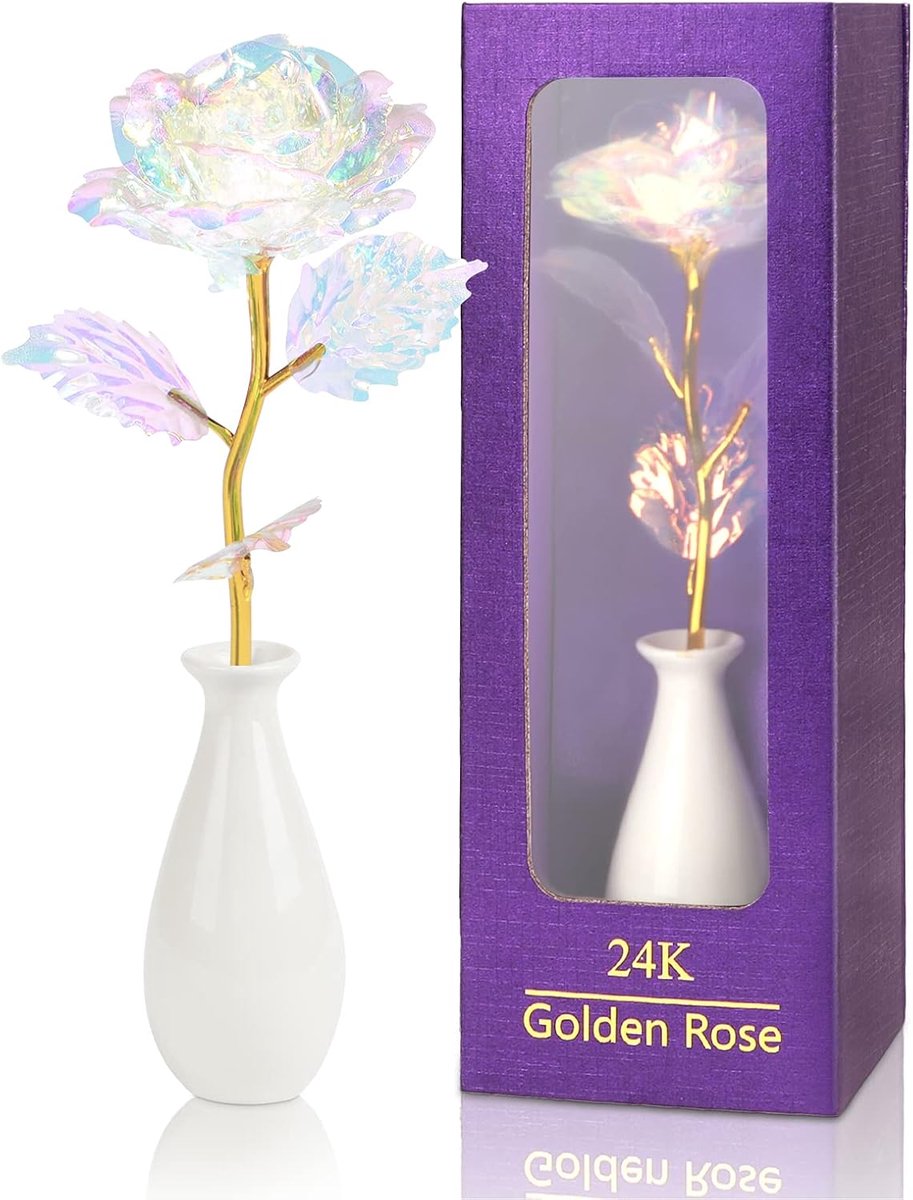 MELVRA 24K Gouden Roos - Kunstmatige Roos - Cadeau voor Vrouwen - Moederdag - Valentijnsdag - Verjaardag - Luxe Gouden Bloem - Inclusief Luxe Verpakking
