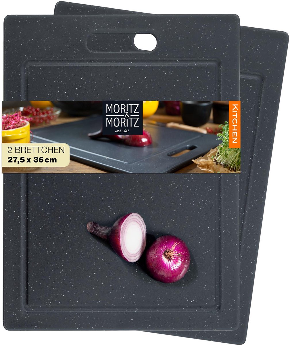 Moritz & Moritz 2-delige kunststofplank graniet groot zwart
