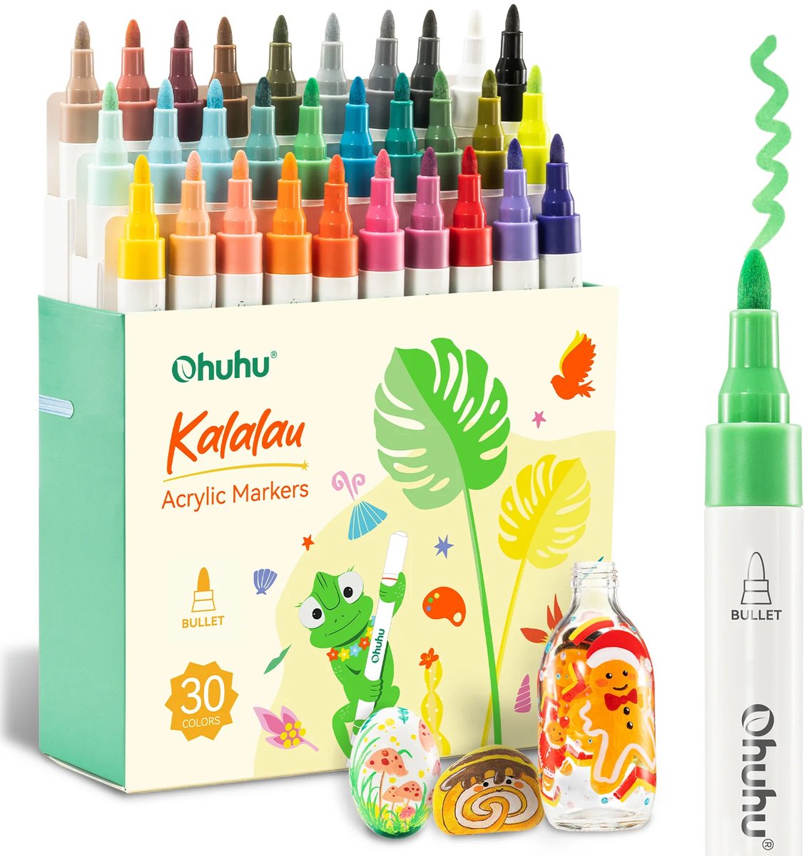 Ohuhu - Kalalau Bullet - Acrylic Paint Markers - Cotton-core - 30 kleuren