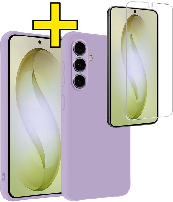 Hoesje - Met Screenprotector - Geschikt voor Samsung Galaxy S26 - Sterk & Shockproof - Back Cover - Siliconen Case - Telefoon Hoes - Telefoonhoesjes - Lila