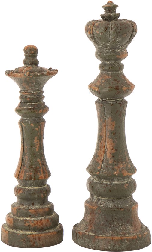 J-Line Pièces D'échecs Extérieure Antique - polyrésine - vert foncé - 2 pièces
