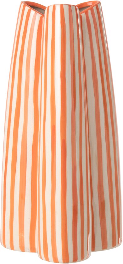 J-Line Vase Ligné - céramique - blanc cassé/orange - large
