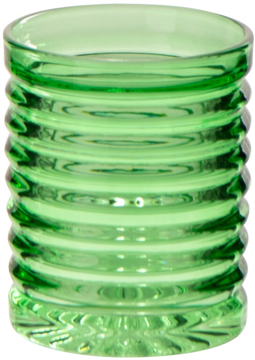 J-Line drinkglas Geribbeld - glas - groen - 2 stuks