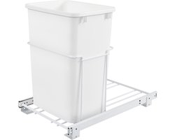 Uittrekbare Afvalbak voor Kast - 35 Liter - Wit Stalen Frame