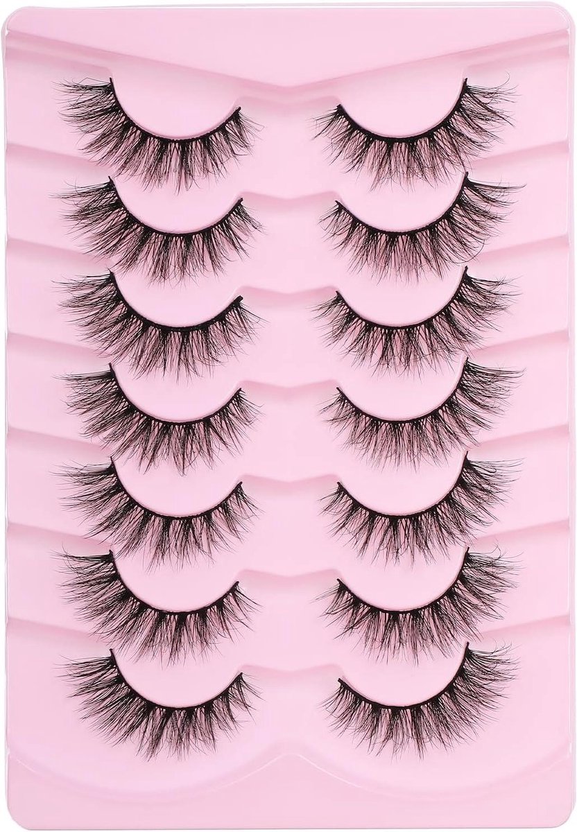 7 paar Wispy wimpers voor mooie, volle oogopslag - kunstmanga, valse wimpers met clusters