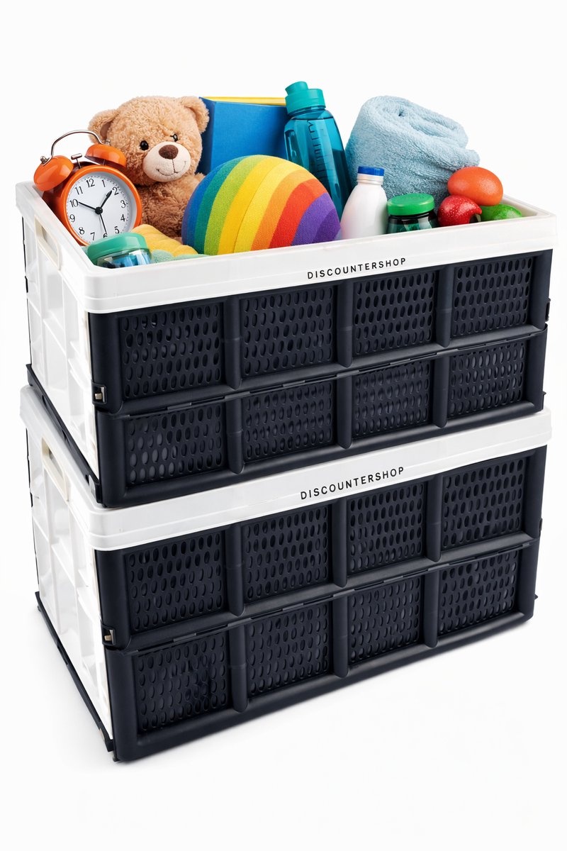 Vouwkratten Opvouwbare 2stuks 32 Liter - Wit - Kamperen & Outdoor - Huishouden & Klussen (2 Stuks) - 50x21x33cm