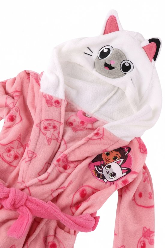Gabby’s Poppenhuis Badjas Meisjes – Roze Ochtendjas met Capuchon – Officieel