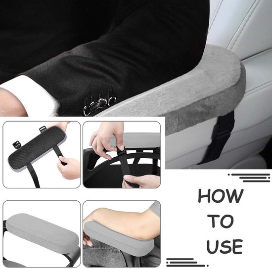 Armleuningkussens set van 2 stuks voor extra comfort - Ergonomische zachte armleuningen voor bureaustoel, gamingstoel, rolstoel en campingstoel - Grijs — afbeelding 2
