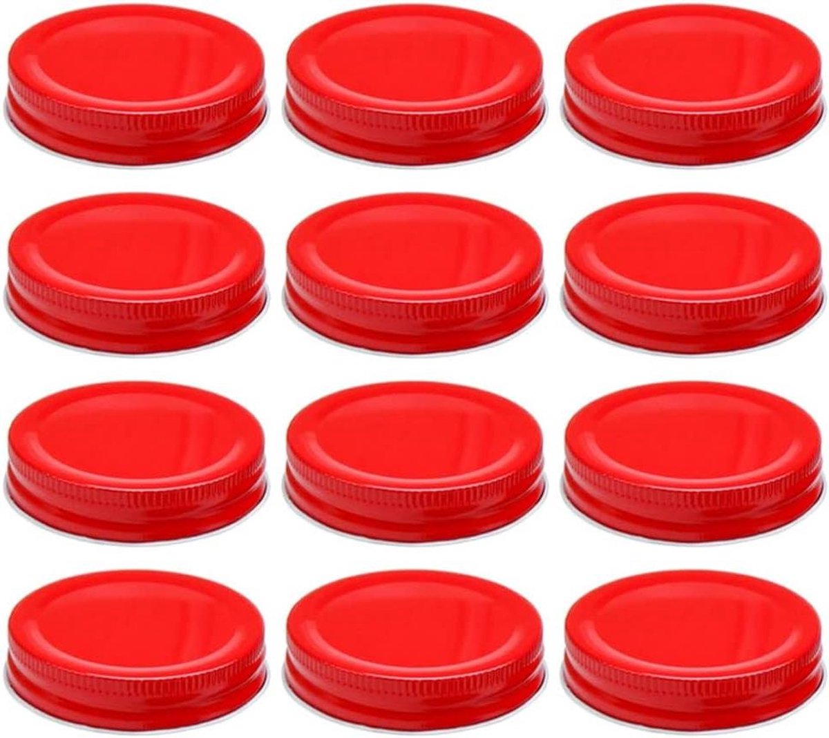 70 mm schroefglazen deksels, 12 stuks, rood, mason pot accessoire, herbruikbaar & twist-off.
