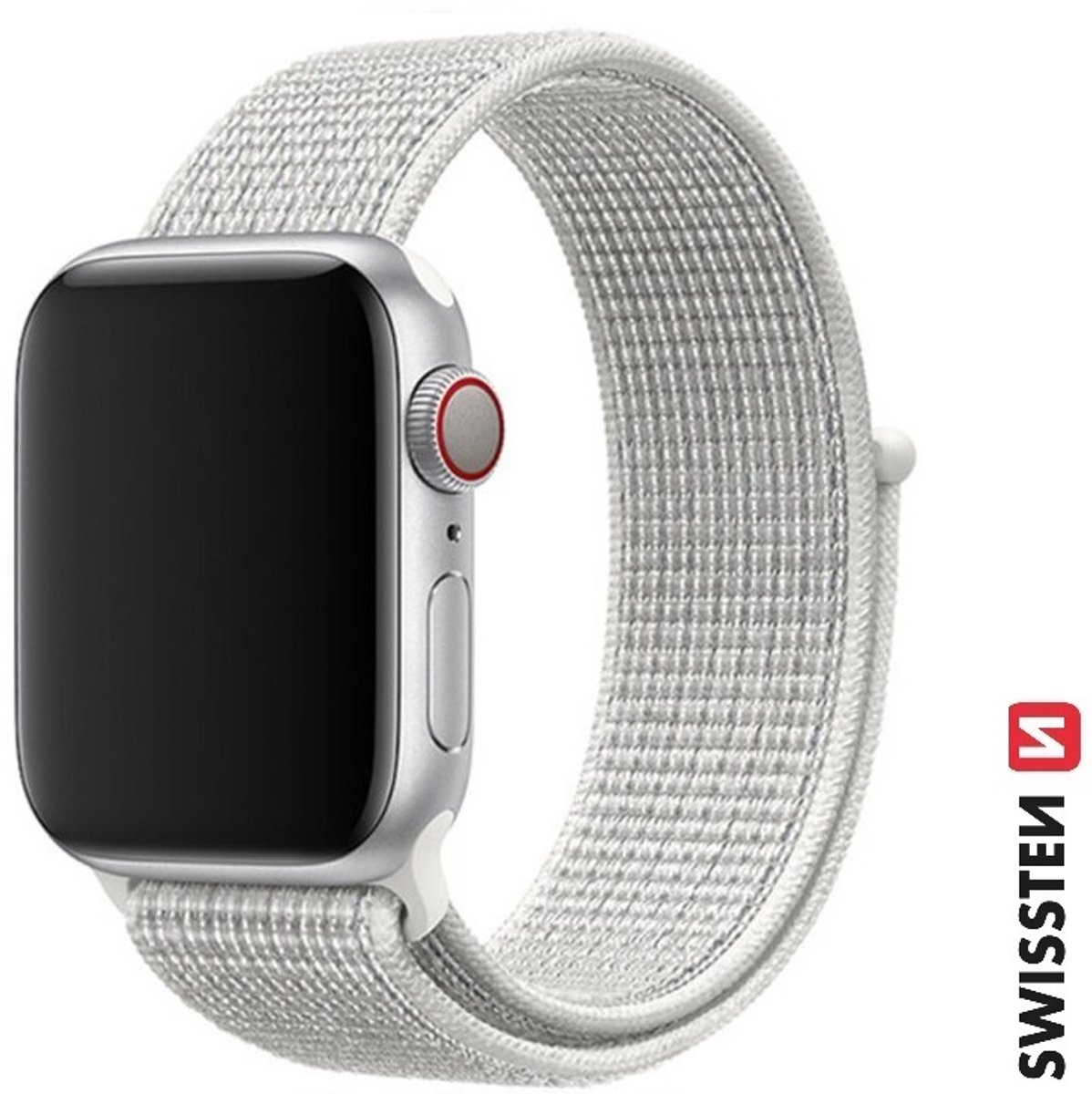 Swissten Nylon Band Geschikt voor Apple Watch 42-49mm – Wit – 46000713