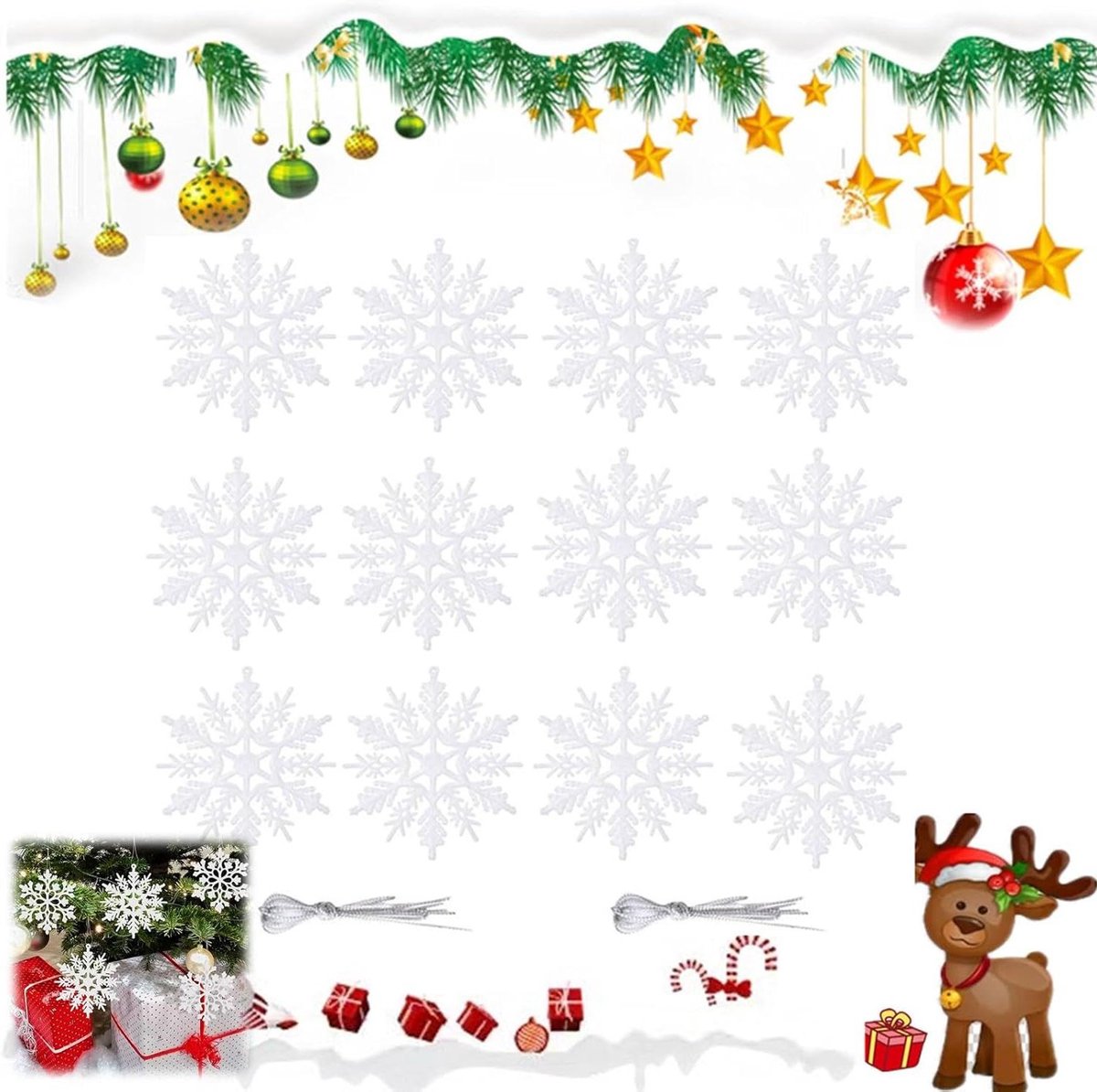Sneeuwvlokken Kerstdecoratie Set - Hangende Ornamenten voor Kerstboom en Raamdecoratie