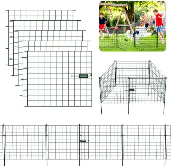 5X Clôture de mouton Clôture d'étang Portail de jardin Clôture en osier Clôture de jardin Clôture Clôture Métal Droit Vert