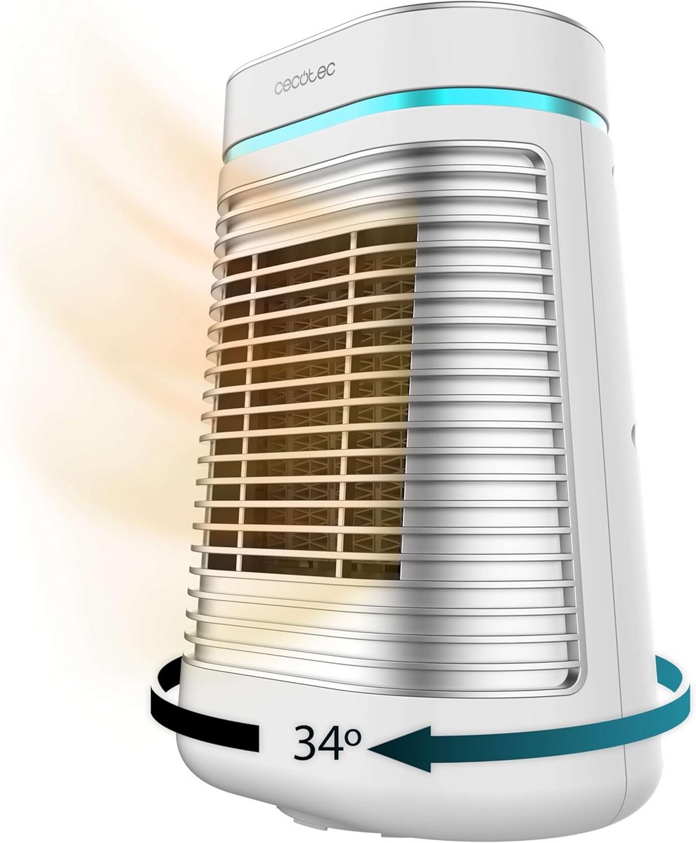 Krachtige Keramische Tafelverwarming 1500W Wit Draaibaar met Timer en Thermostaat