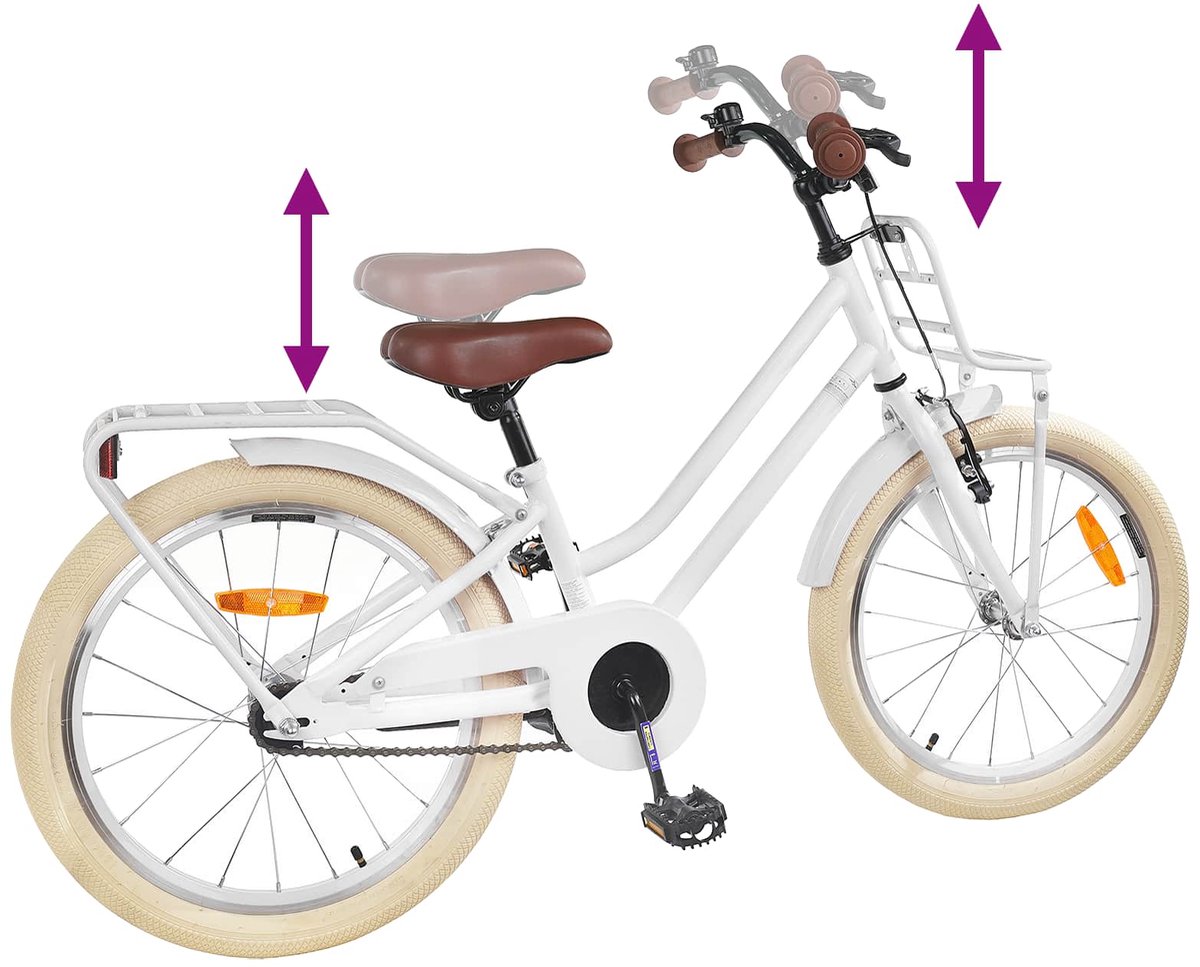 VidaXL Kinderfiets 22 Inch voor 7-12 jaar oud Wit