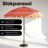 Mica Decorations Kantelbare Parasol met Streepprint - Stokparasol 238 x Ø197 cm - Tuin of Balkonparasol - Polyester, Staal - Roze, Oranje