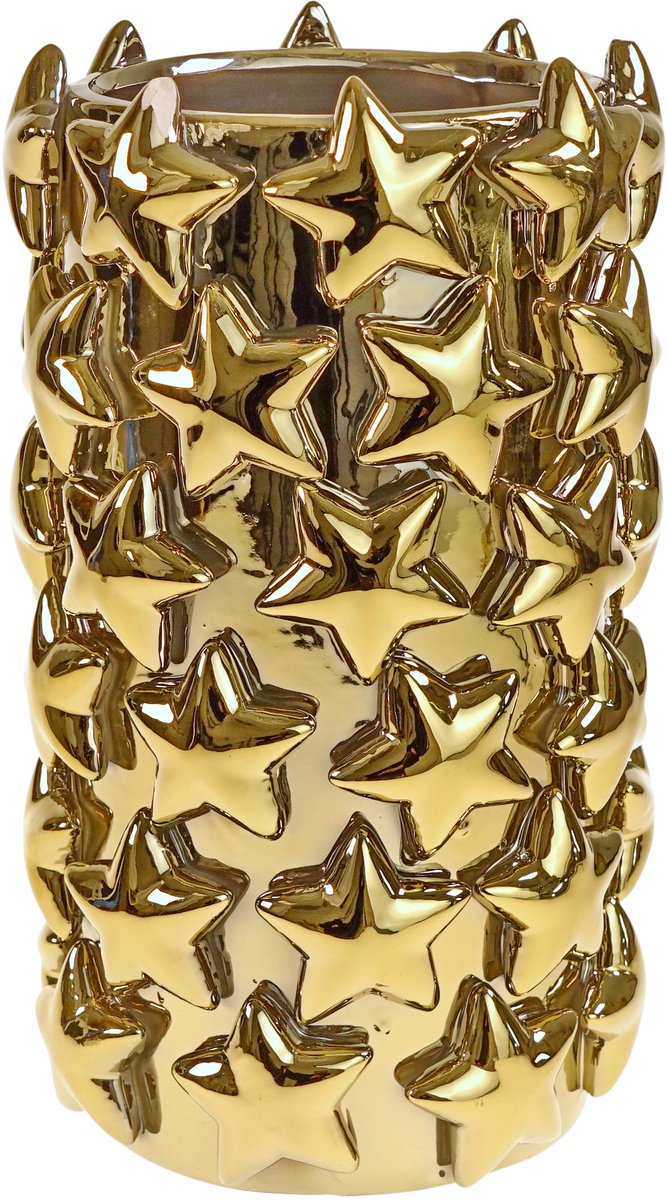 Werner Voss vaas dolomiet sterren 17x17x30cm goud
