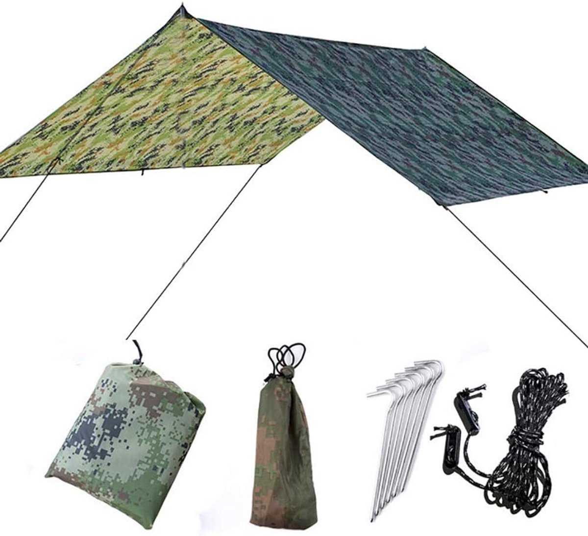 Hangmat met Tentzeil en Regenzeil - Waterdicht, UV-Bescherming, 300 x 300 cm, Voor Kamperen en Outdoor Avonturen
