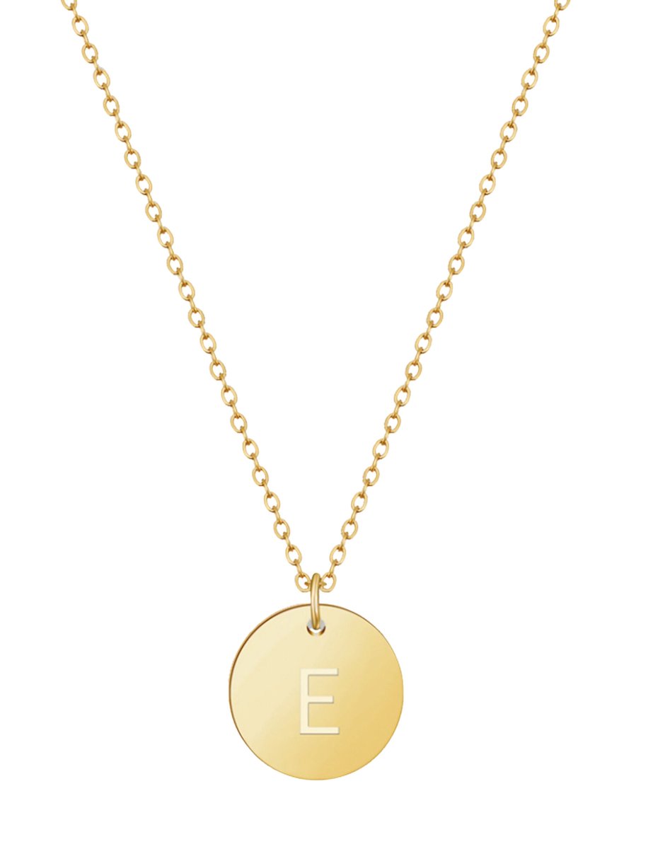 good.designs Ketting 18 K verguld met lettermunt E