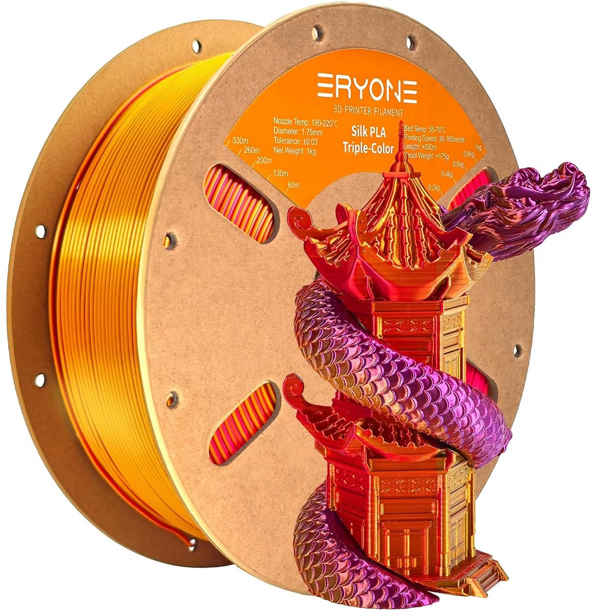 3D Printer Filament PLA Zijde 1,75 mm Drie Kleuren 1KG - Zijde Rood Goud Paars