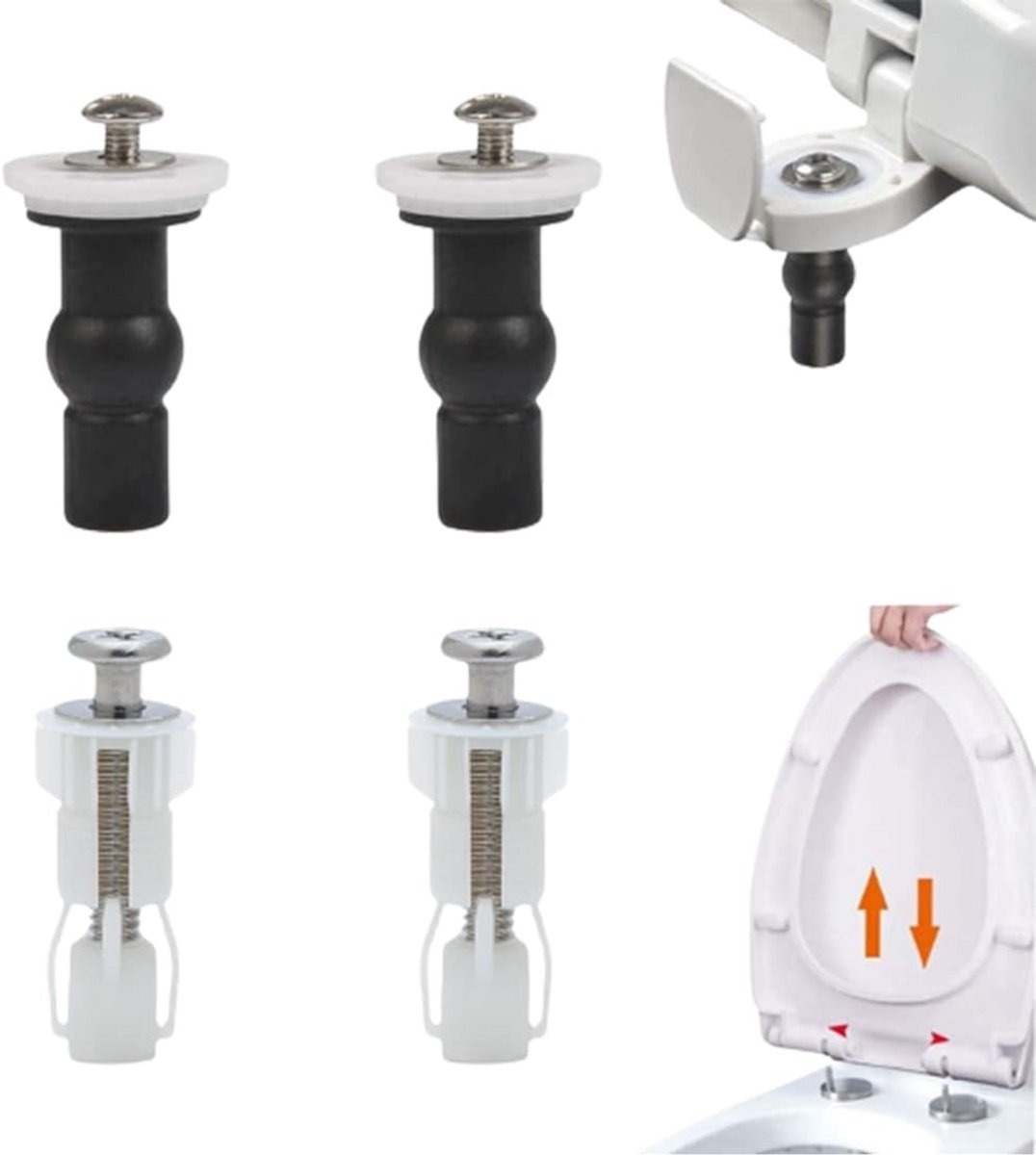Toiletbril Bevestigingsschroeven - Universeel Bevestigingsset met Rubberen Expansiebolts