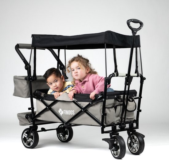 FINOOS Bolderkar / Bolderwagen opvouwbaar 5016 met dakje, opbergtas en vele extra's Grijs van FINOOS — afbeelding 2