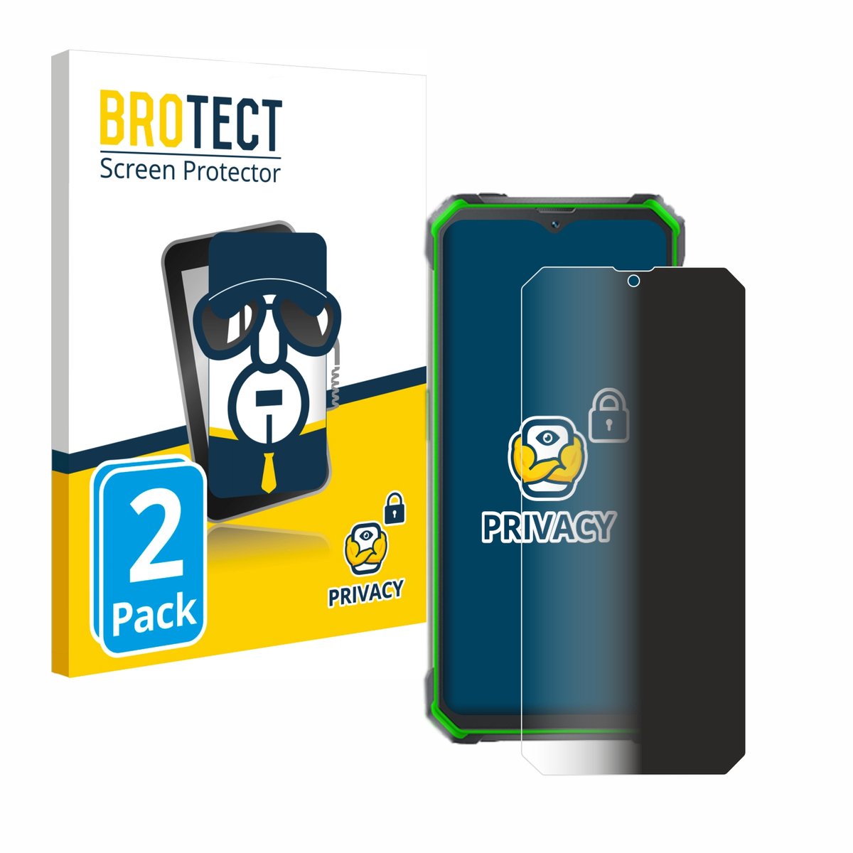BROTECT - privacy screenprotector voor Blackview BV7100 - Folie Beschermfolie Blauwlichtfilter 2 Stuks