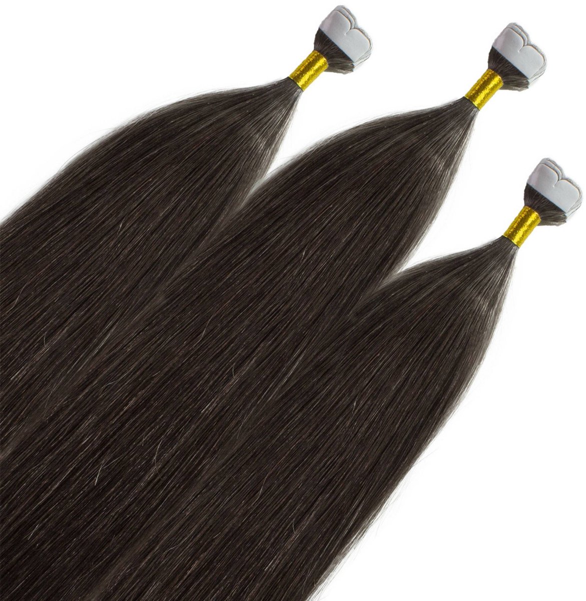 hair2heart Premium Mini Tape Extensions Echt haar - 12 tapes 40 cm Asbruin